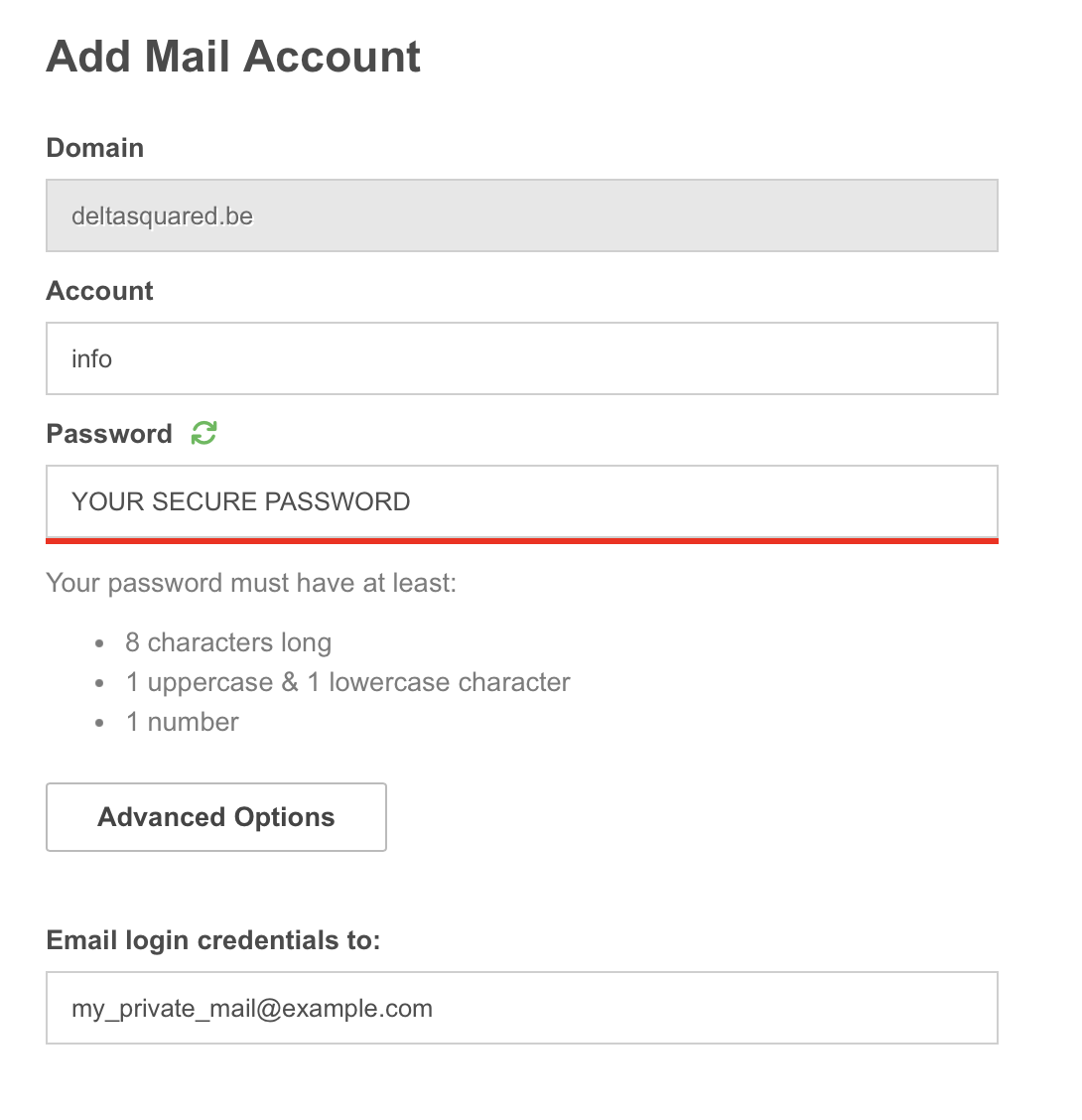 Mail account setup