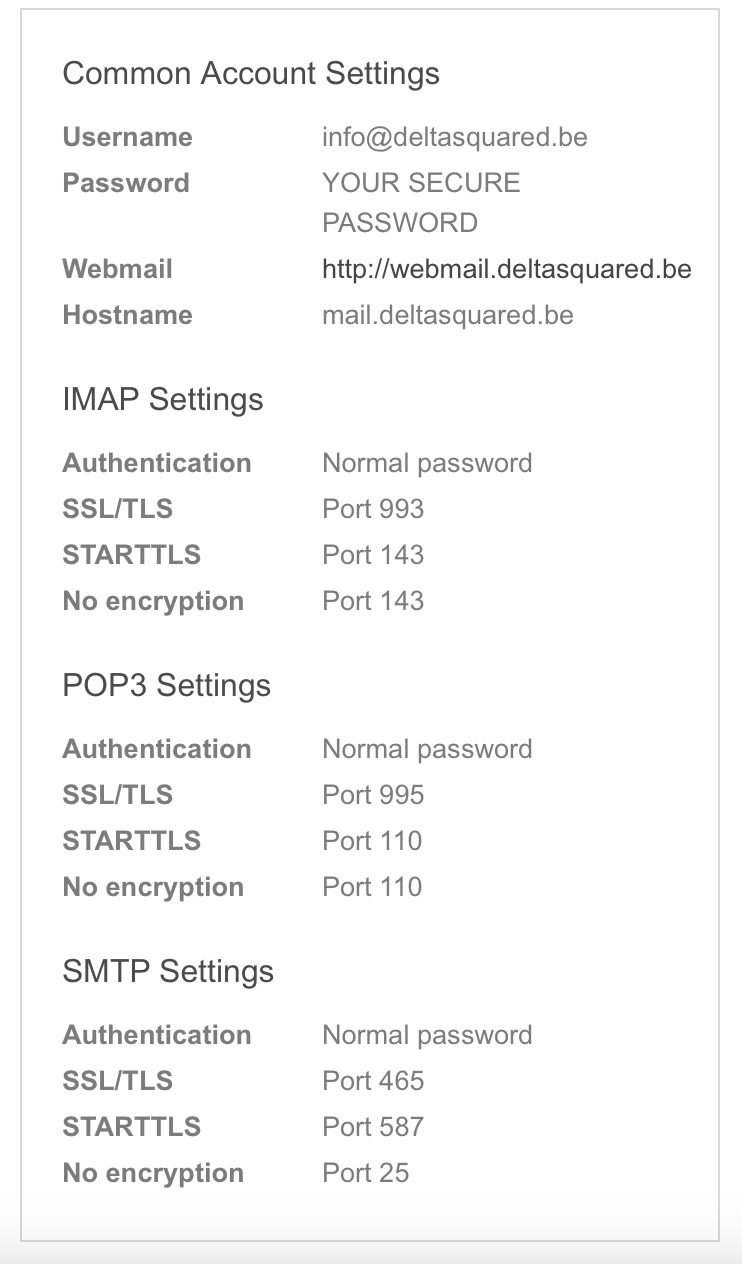 Mailbox credentials overview