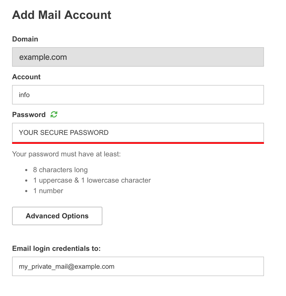 Mail account setup